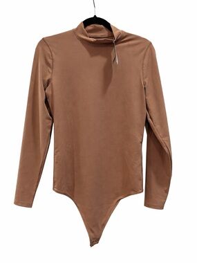 NWT Abercrombie & Fitch Women’s Bodysuit Long Sleeve Turtleneck Tan Large
